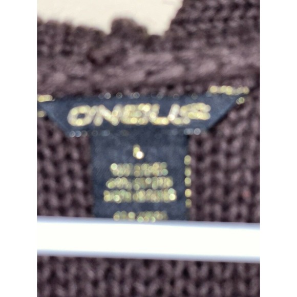 O'NEILL Women’s Long Button Up Cardigan Brown Toned Crochet Size Large - Picture 2 of 4